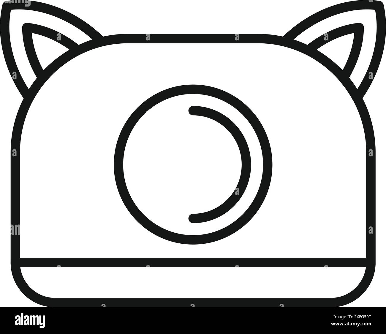 Logo line art di una fotocamera per gatti, ideale per le attività legate alla fotografia di animali domestici, influencer animali o prodotti correlati agli animali domestici Illustrazione Vettoriale