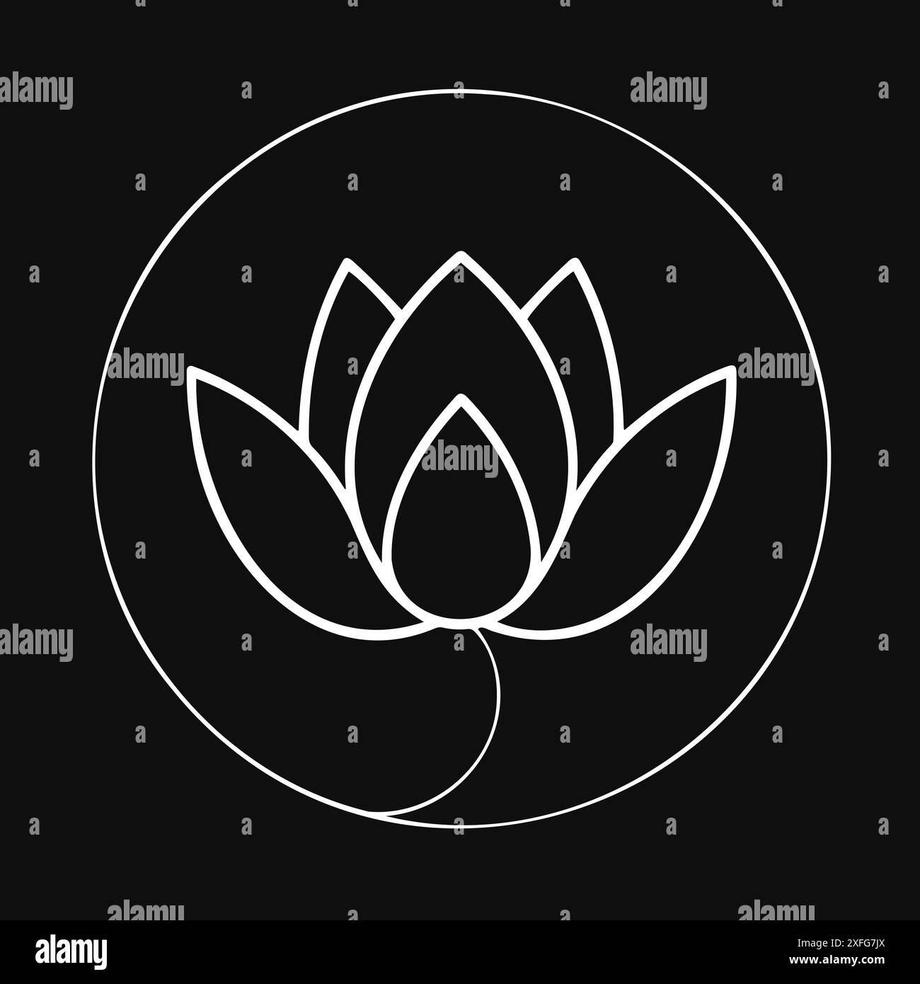 Arte minimalista Lotus Flower Line Illustrazione Vettoriale