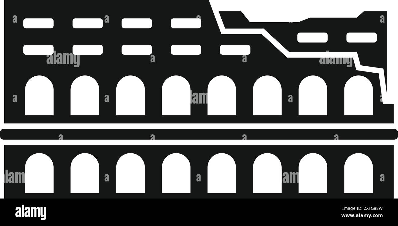 Semplice icona che mostra il colosseo, un famoso anfiteatro di roma, in italia, noto per il suo significato storico e l'impressionante architettura Illustrazione Vettoriale