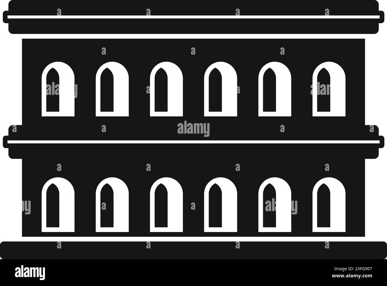 Sagoma nera del colosseo, famoso punto di riferimento a roma, in italia, semplice icona dell'antico anfiteatro Illustrazione Vettoriale