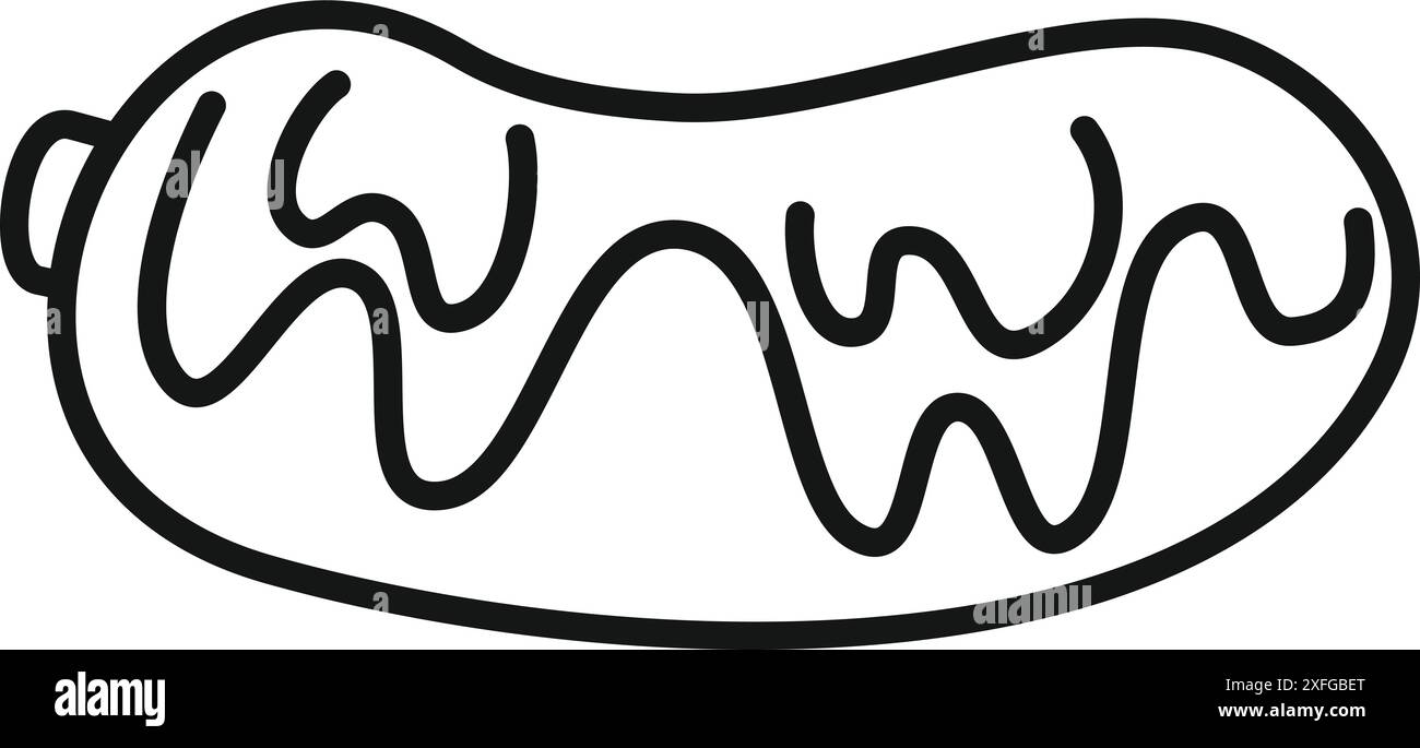 Icona minimalista di un hot dog con senape, ideale per progetti legati a cibo, spuntini e fast food Illustrazione Vettoriale