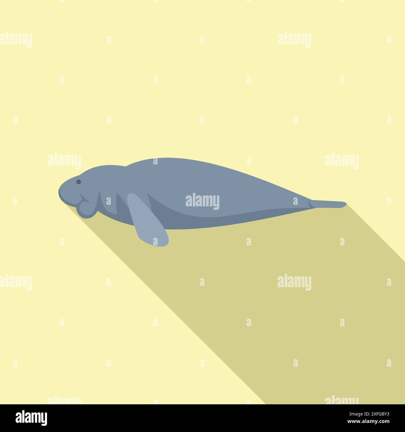 Grandi lamantini di mammiferi acquatici che nuotano nell'acqua dell'oceano, animali marini, mucche di mare Illustrazione Vettoriale