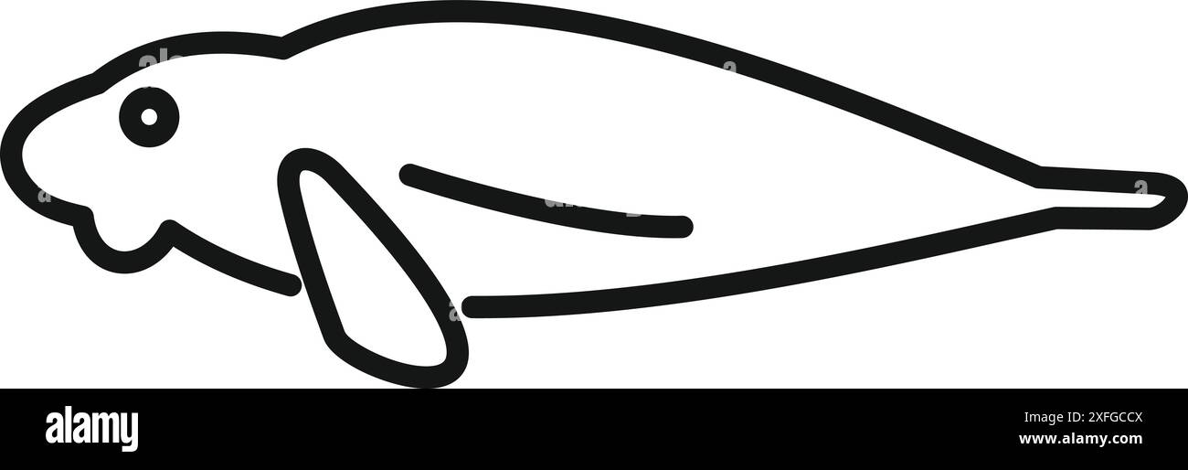 Semplice icona in bianco e nero di un lamantino che nuota sott'acqua Illustrazione Vettoriale