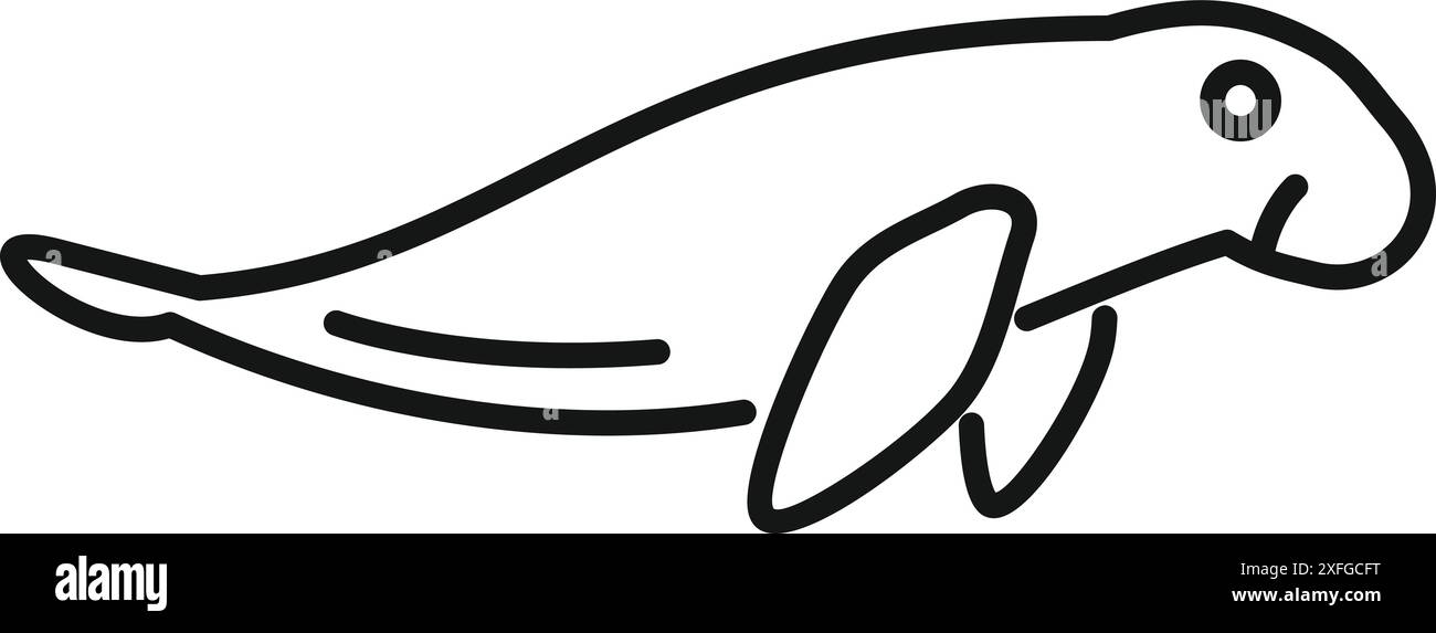 Icona di linea semplice di un lamantino da nuoto Illustrazione Vettoriale