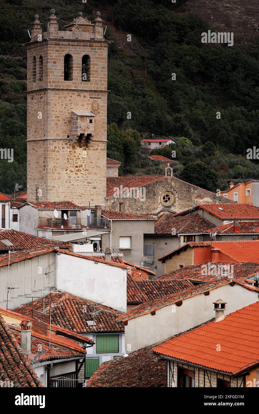 Chiesa parrocchiale di San Lorenzo Martire, Garganta de la Olla, Caceres, Estremadura, Spagna Foto Stock