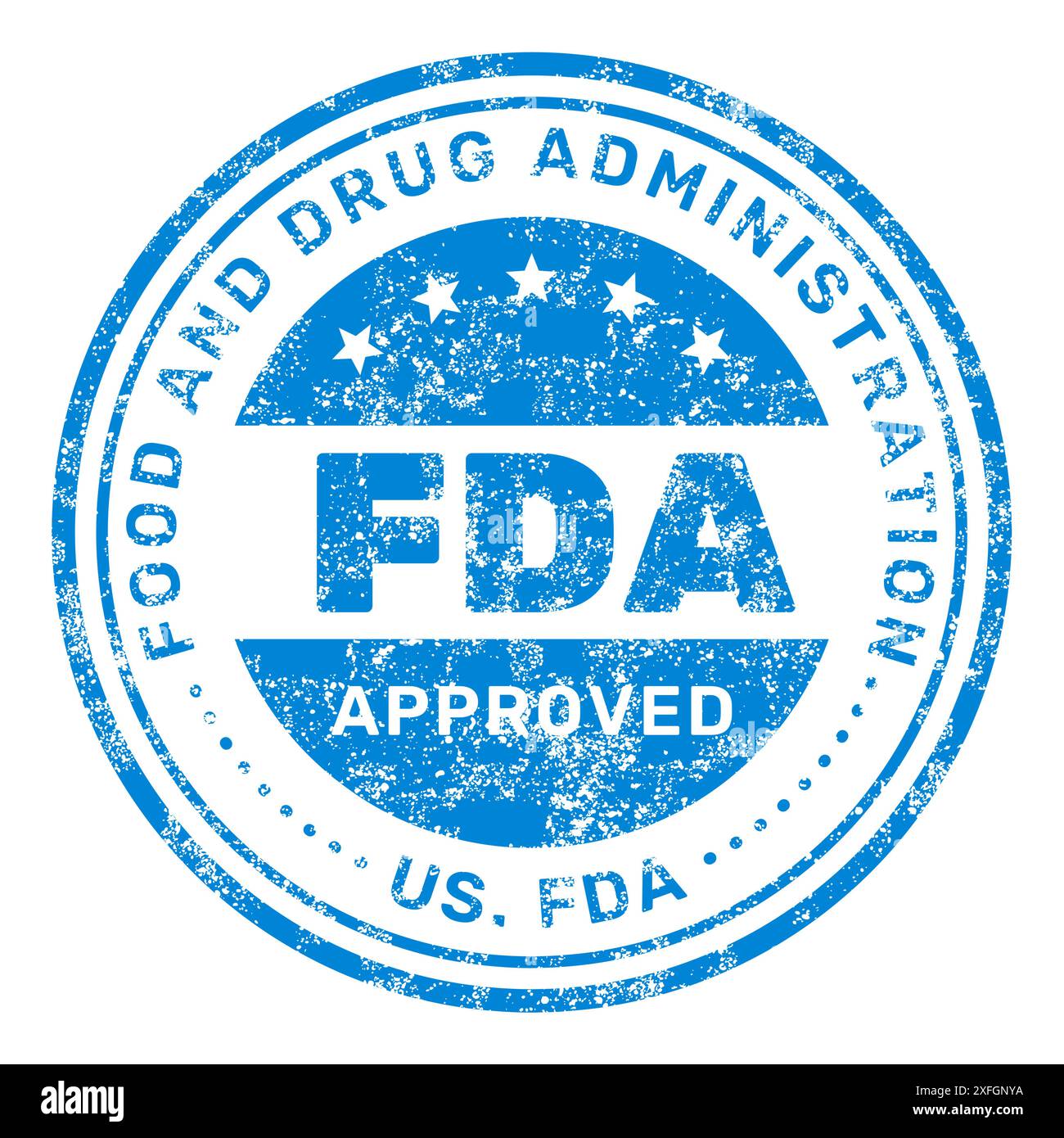 Timbro approvato dalla FDA, approvazione della Food and Drug Administration, simbolo di qualità, vettore Illustrazione Vettoriale