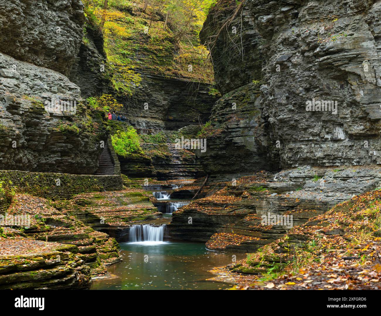 Rainbow Falls nel Watkins Glen State Park, New York State, USA Foto Stock