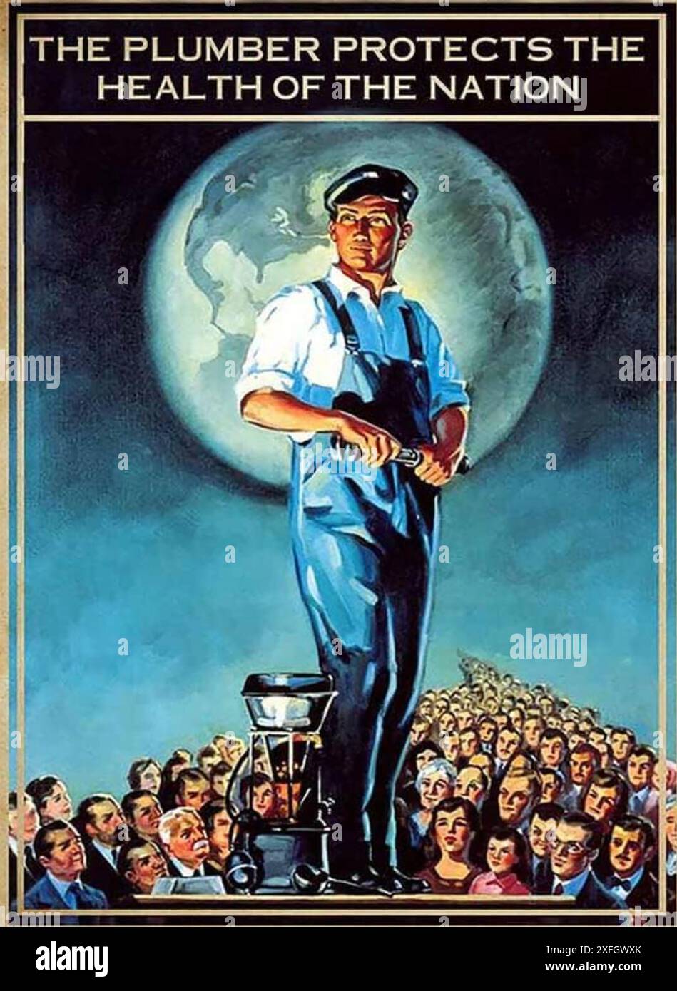 L'IDRAULICO PROTEGGE....americano salute poster circa 1935 Foto Stock