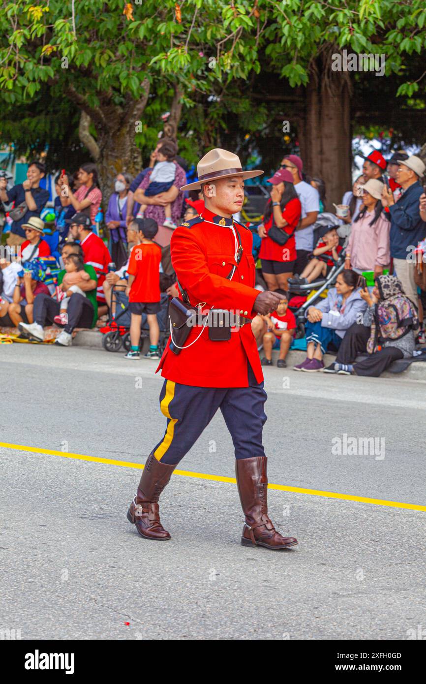 RCMP Constable alla Steveston Parade il Canada Day 2024 Foto Stock