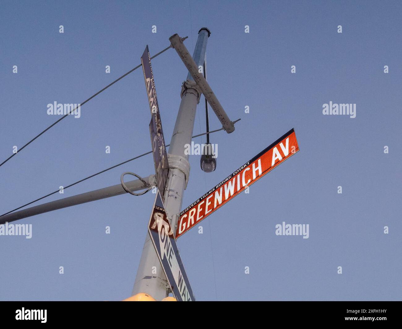 Segui le indicazioni per Greenwich Ave e 6th Ave a New York Foto Stock