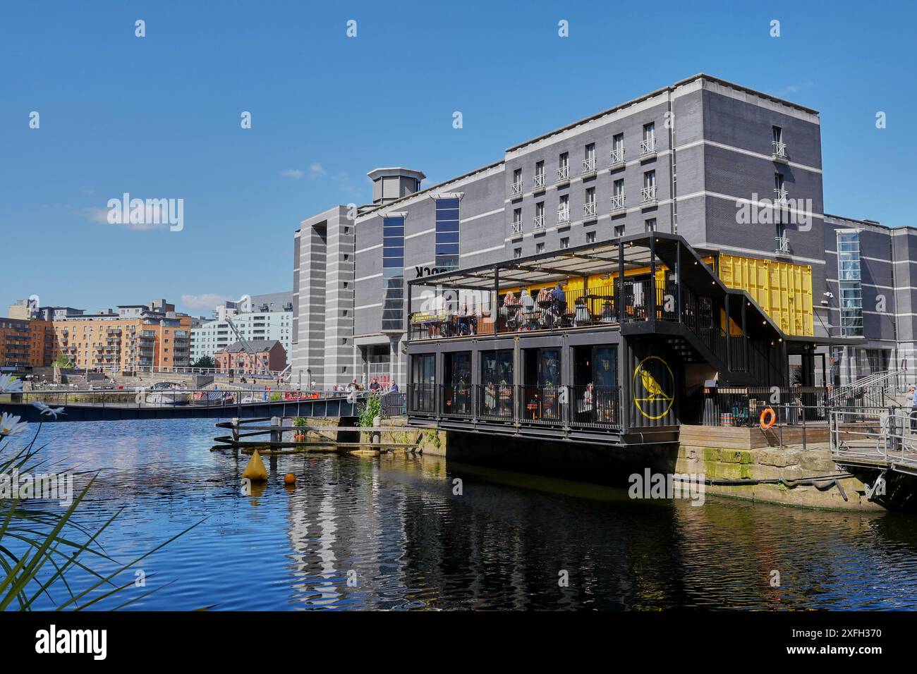 Canary Bar, Leeds Dock, Leeds, West Yorkshire, Regno Unito. Foto Stock