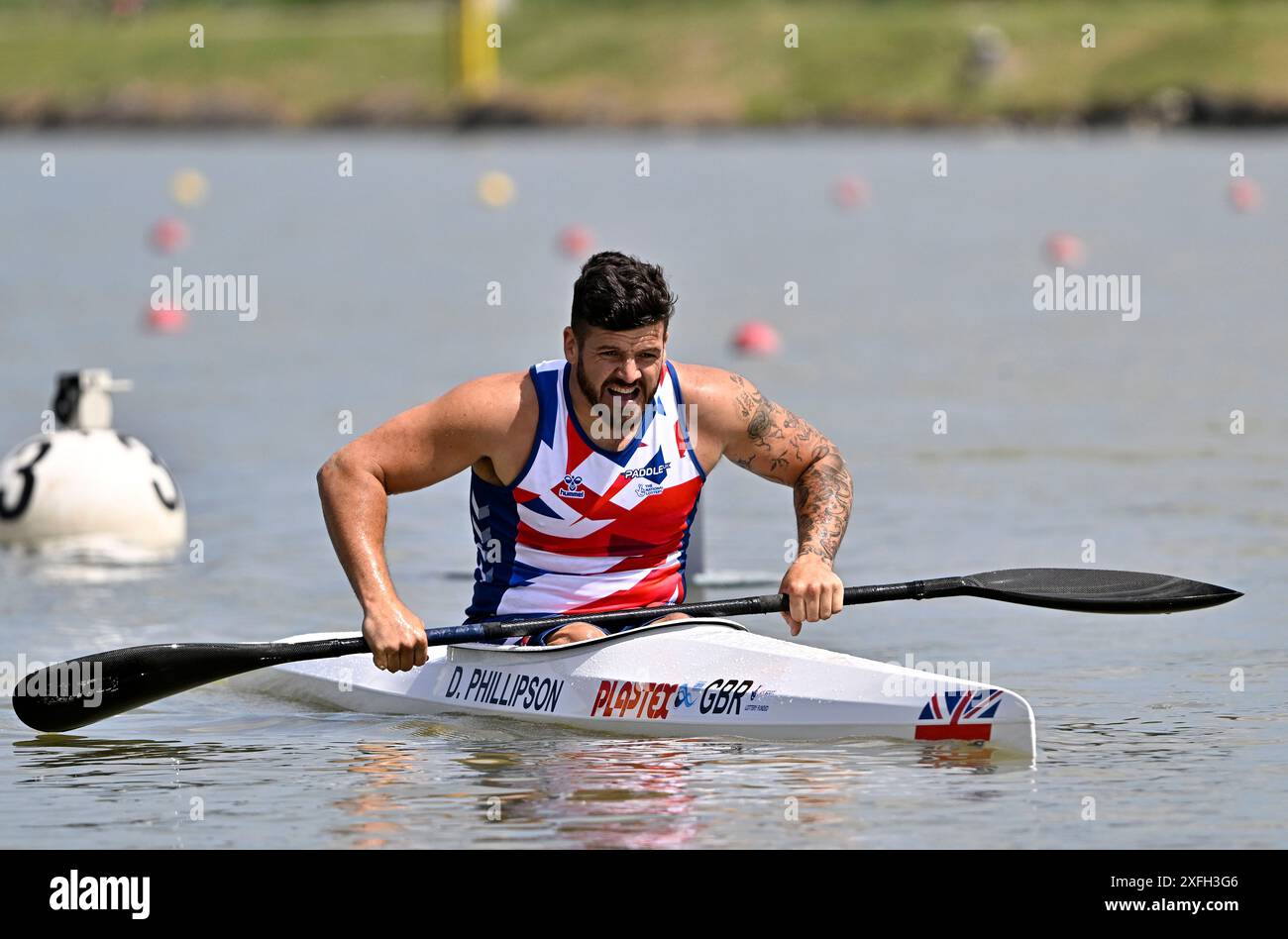 Seghedino. Ungheria. 10 maggio 2024. La Coppa del mondo di canoa 2024 ICF e i Campionati del mondo di Paracanoe. Parco acquatico olimpico di Szeged. David Phillipson (GBR) durante i Campionati del mondo Paracanoe/Canoe Sprint World Cup a Szeged, Ungheria. Foto Stock