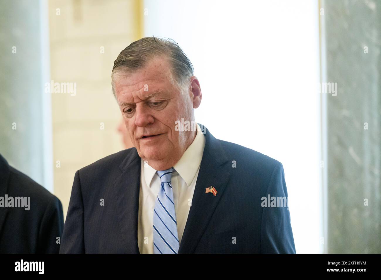 RIGA, Lettonia. 3 luglio 2024. Il deputato Tom Cole (R) dopo un'intervista. Delegazione del Congresso DEGLI STATI UNITI al Gabinetto dei Ministri. Crediti: Gints Ivuskans/Alamy Live News Foto Stock