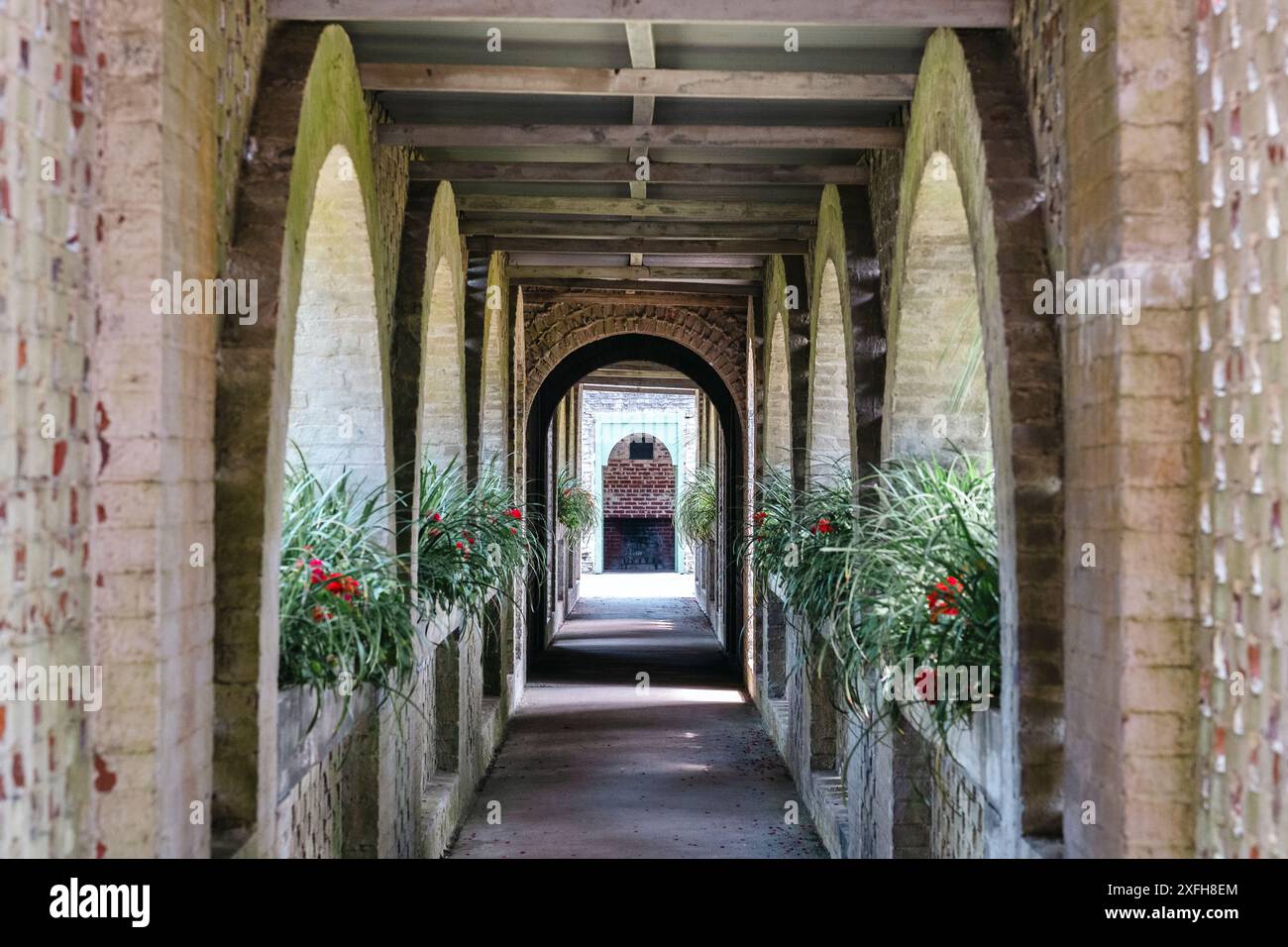 All'interno di Atalaya, la casa dell'ispanico americano Archer M. Huntington, risalente agli anni '1930, a Murrells Inlet, Carolina del Sud, Stati Uniti Foto Stock