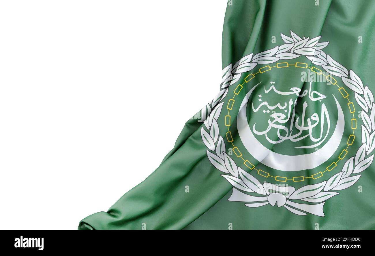 Bandiera della Lega Araba con spazio vuoto sulla sinistra. Isolato. Rendering 3D. Foto Stock
