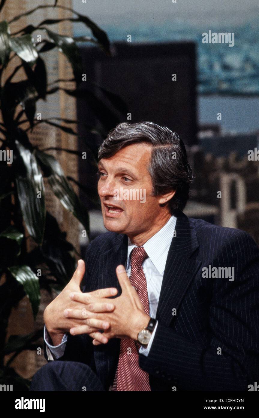 L'attore americano Alan Alda è stato intervistato su The Today Show, NBC, New York City, New York, USA, Bernard Gotfryd, agosto 1979 Foto Stock