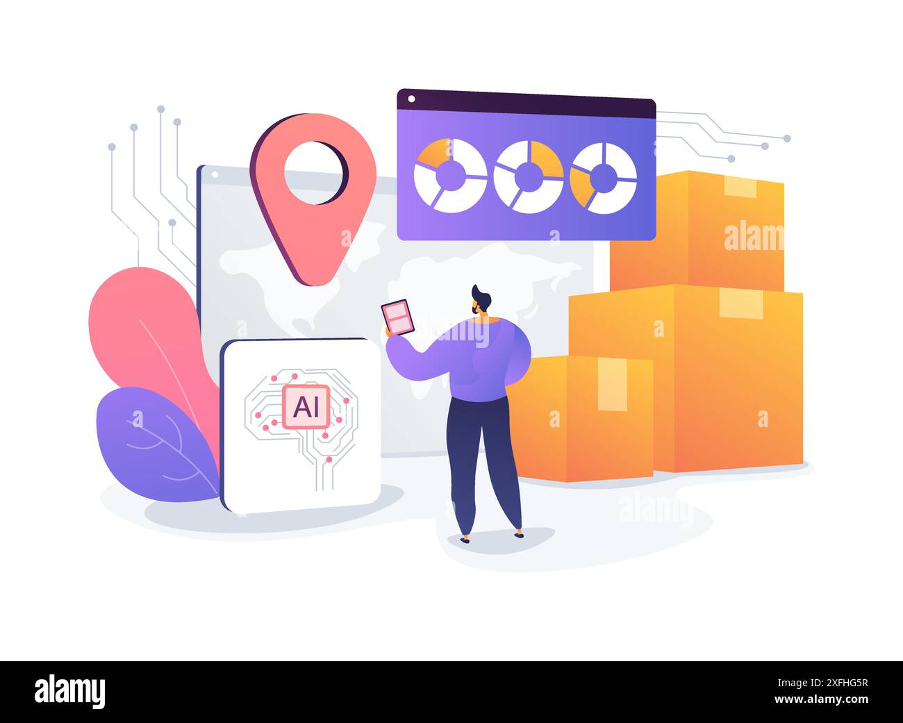 Richieste di informazioni di routine semplificate AI Gestione dell'illustrazione vettoriale del concetto astratto. Illustrazione Vettoriale