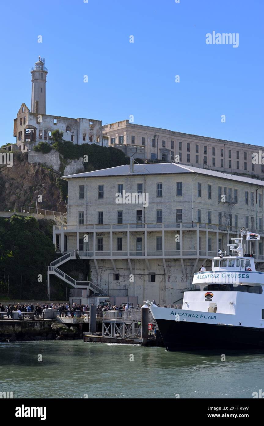 La famosa prigione di Alcatraz Island nella Baia di San Francisco, California, California Foto Stock