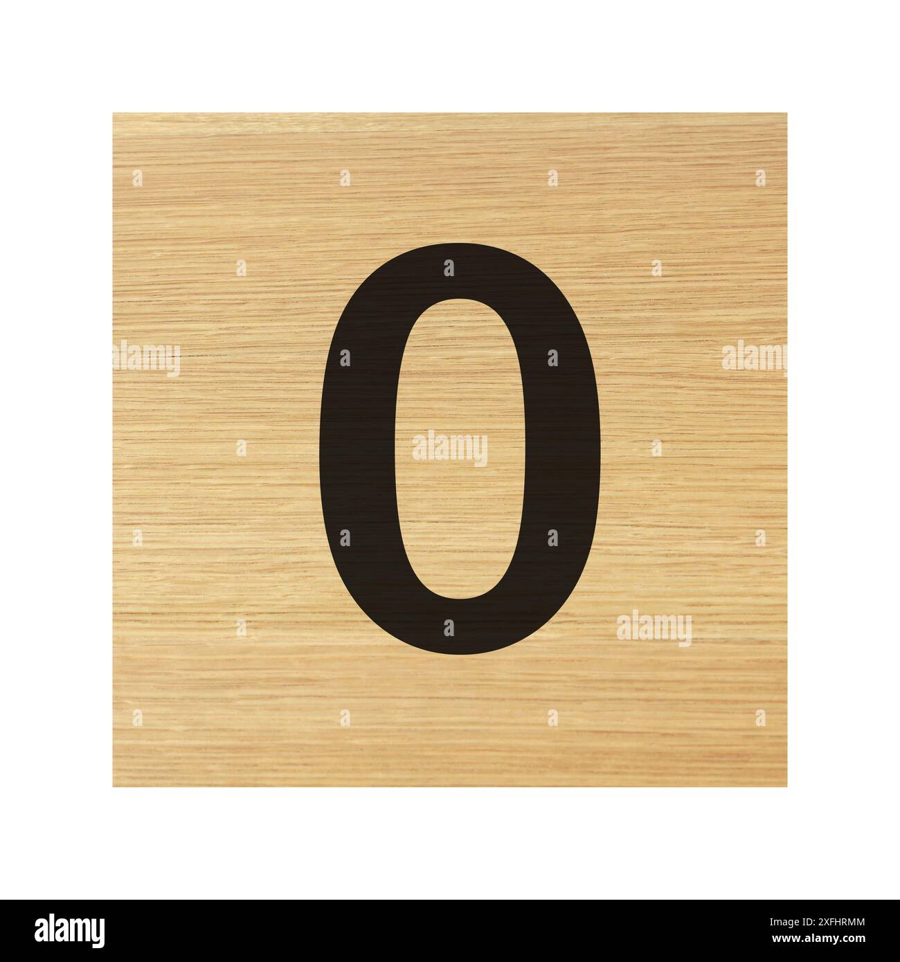 Zero 0 blocco di legno su bianco con percorso di ritaglio Foto Stock