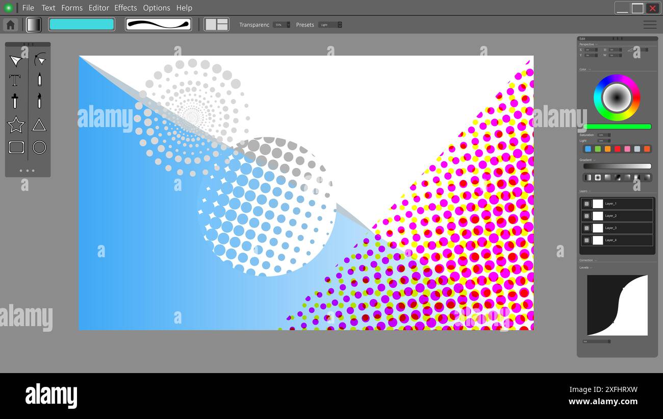 Interfaccia dell'editor grafico con l'immagine. Software per progettisti Foto Stock