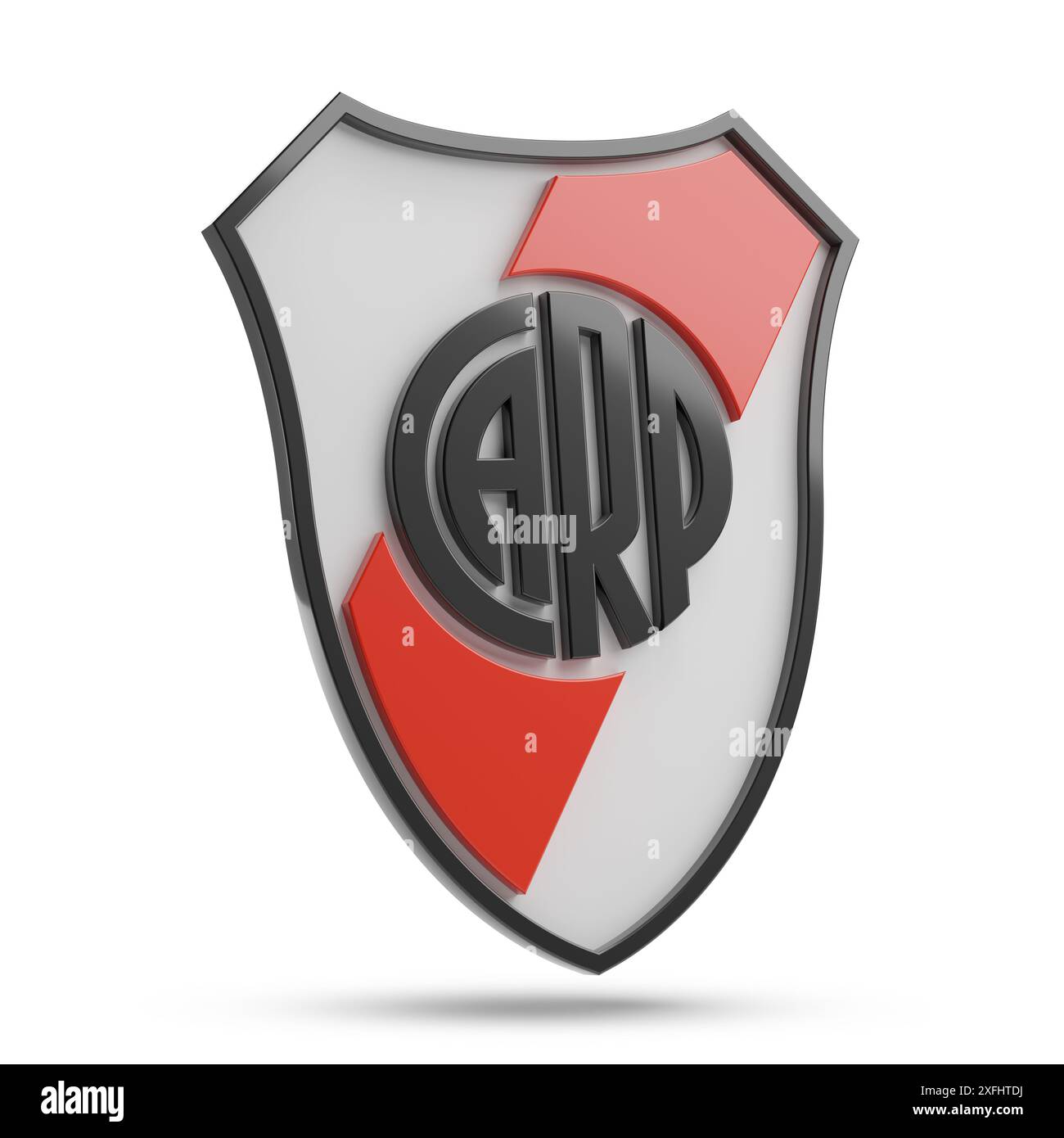 Buenos Aires, Argentina - 22 giugno 2024: Emblema della squadra di calcio argentina River Plate in tre dimensioni isolato su sfondo bianco. illo 3d. Foto Stock