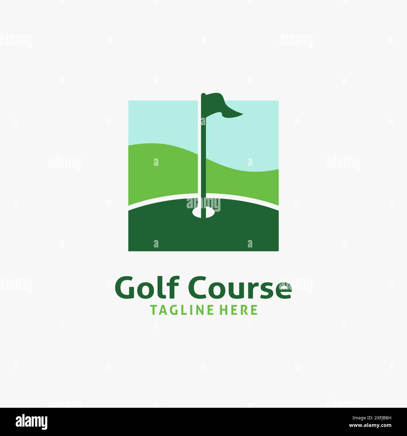 Campo da golf quadrato con logo golf Illustrazione Vettoriale