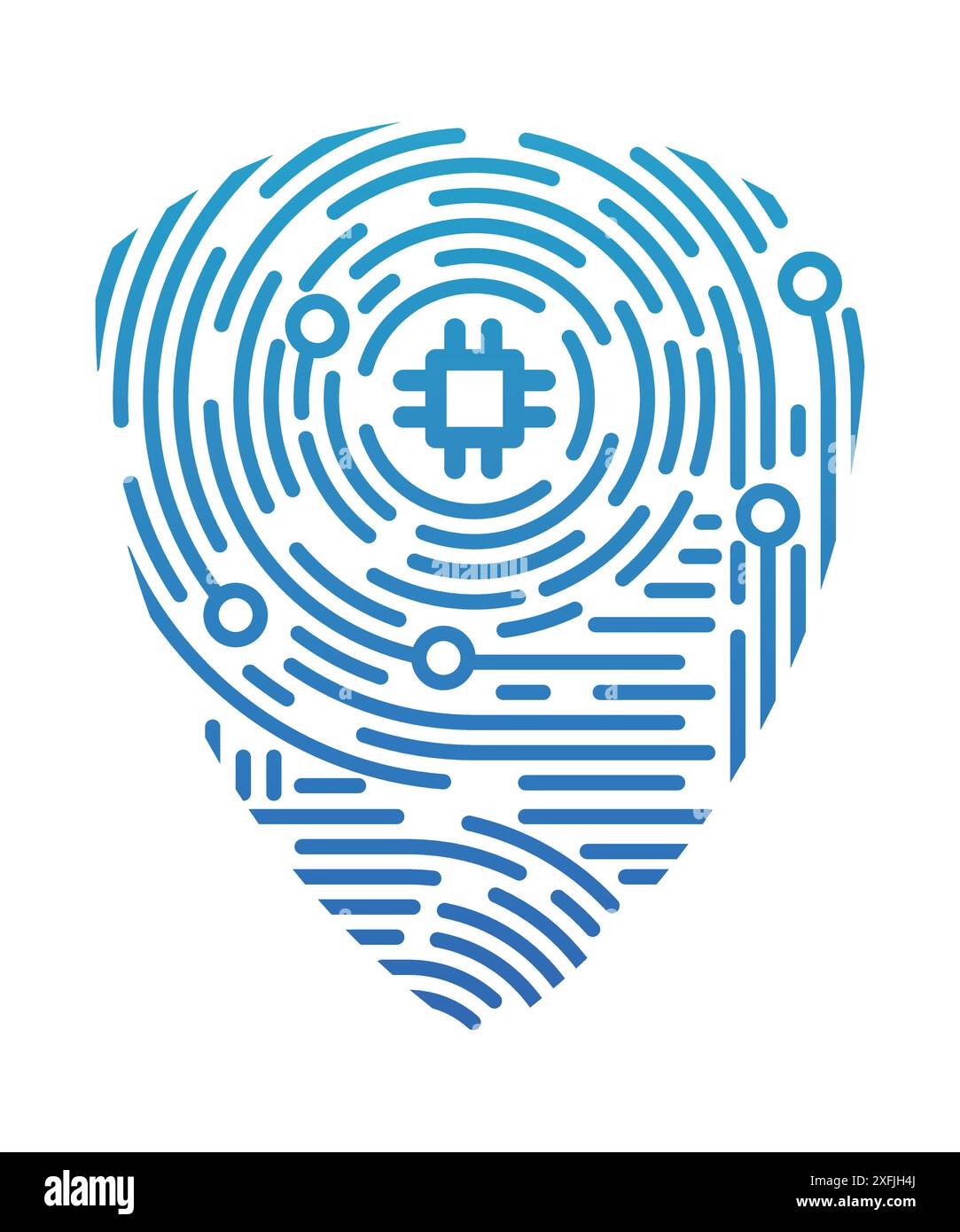 Concetto rete e sicurezza informatica in stile impronte digitali, illustrazione vettoriale dal design piatto, per grafica e web design Illustrazione Vettoriale
