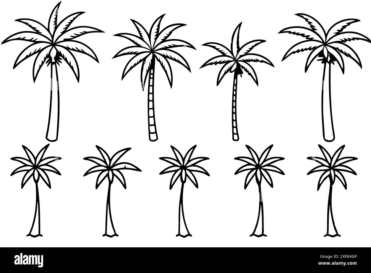 Palm Tree Stunning Line Art Illustration Ideas Collection Illustrazione Vettoriale