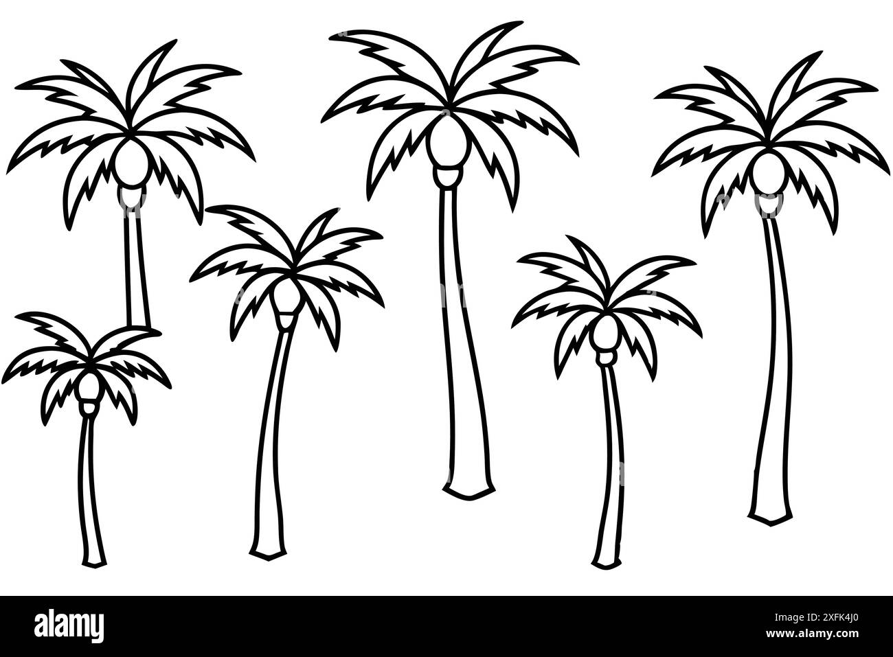 Palm Tree Stunning Line Art Illustration Ideas Collection Illustrazione Vettoriale