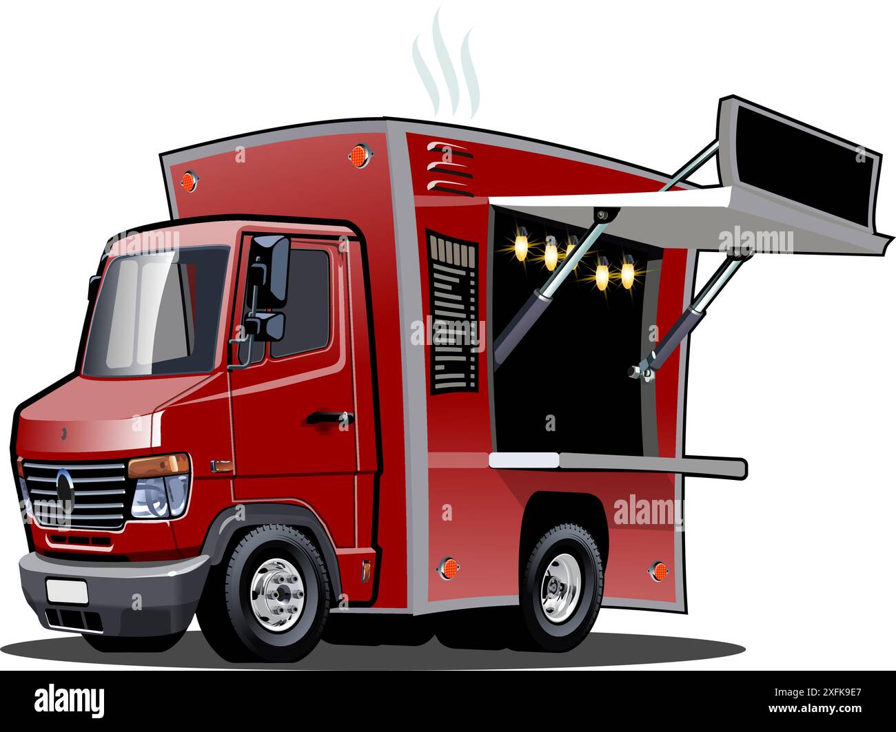 Carrello alimentare cartoni animati isolato su sfondo bianco. Formato vettoriale EPS-10 disponibile con effetti di trasparenza per la ricolorazione con un solo clic Illustrazione Vettoriale