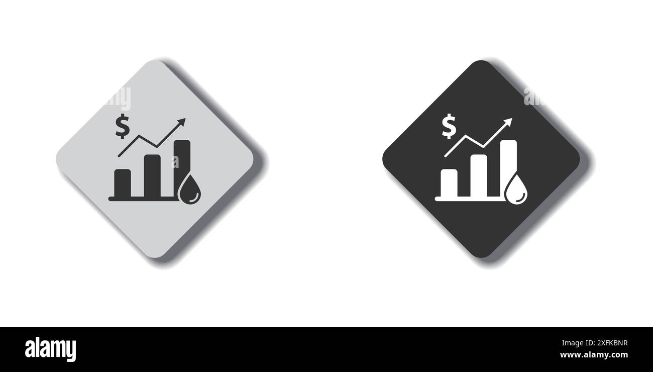 Grafico del prezzo del petrolio. Aumento dei prezzi del carburante. Illustrazione vettoriale piatta. Illustrazione Vettoriale