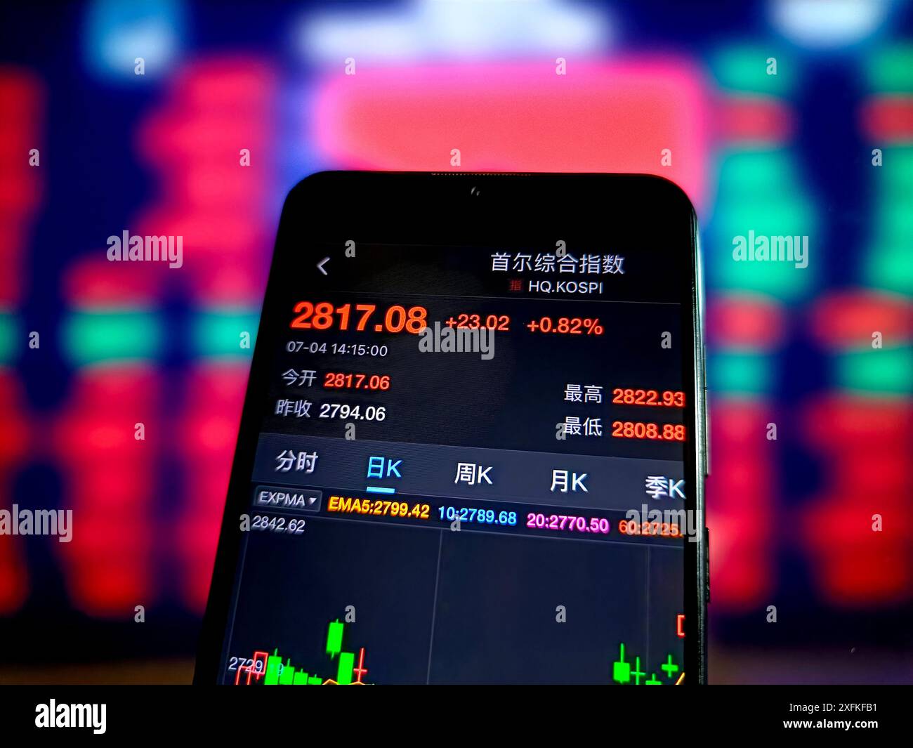 SUQIAN, CINA - 4 LUGLIO 2024 - illustrazione: Il mercato azionario sudcoreano raggiunge un nuovo livello, Suqian, provincia di Jiangsu, Cina, 4 luglio, 2024. Foto Stock