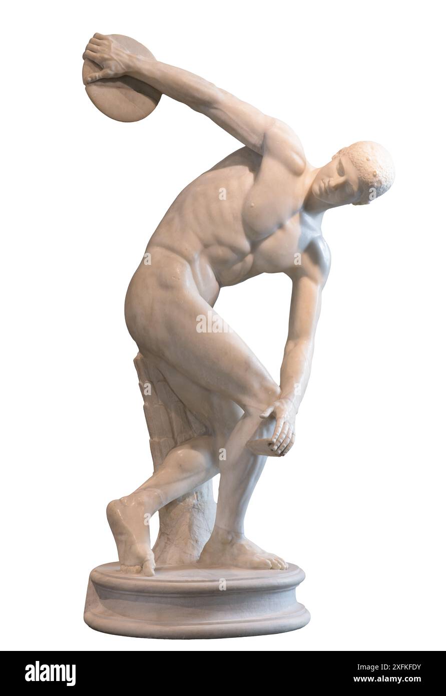 Il Discobolus di Myron (lanciatore del disco, Diskobolos) - antica scultura greca del periodo classico Foto Stock