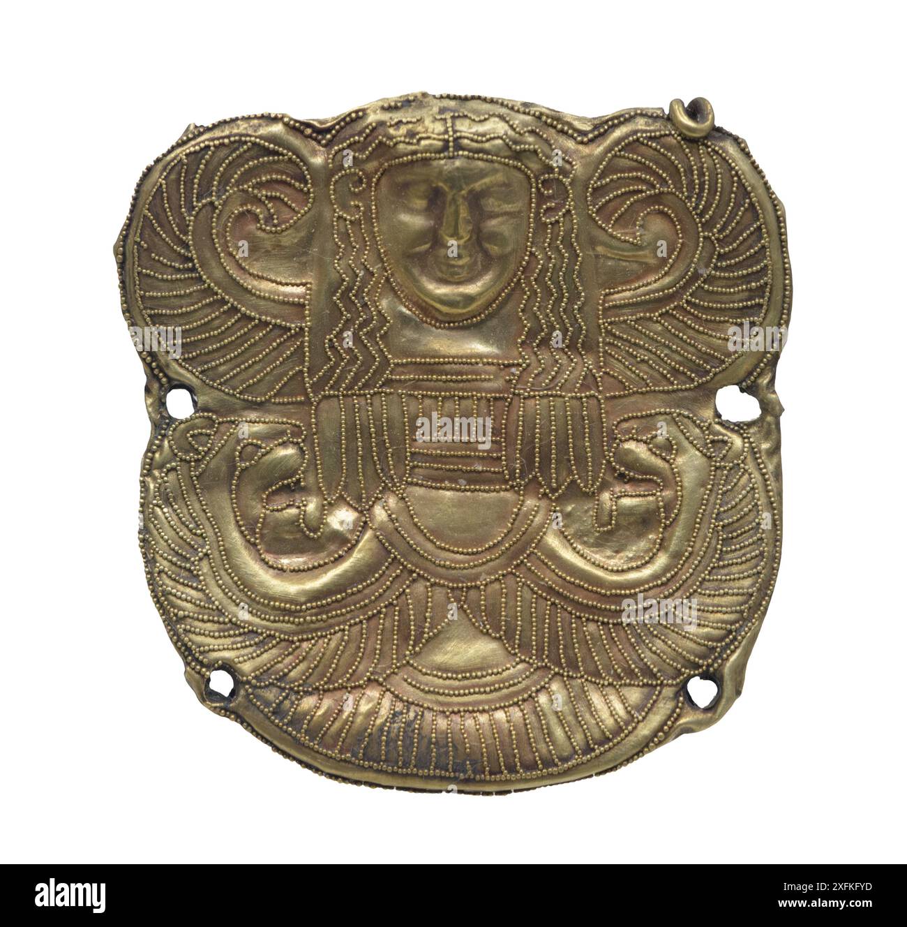 Placca corinzia decorata con goffratura e ornata con granulazione dalla tomba dei Dolii la Banditaccia, 630 a.C. Foto Stock