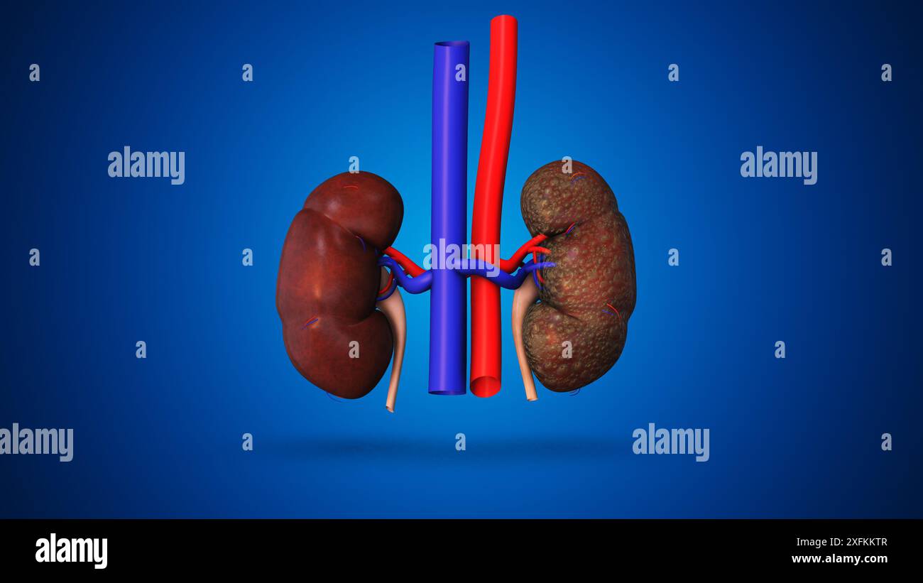 Sfondo medico infettivo del rene umano Foto Stock