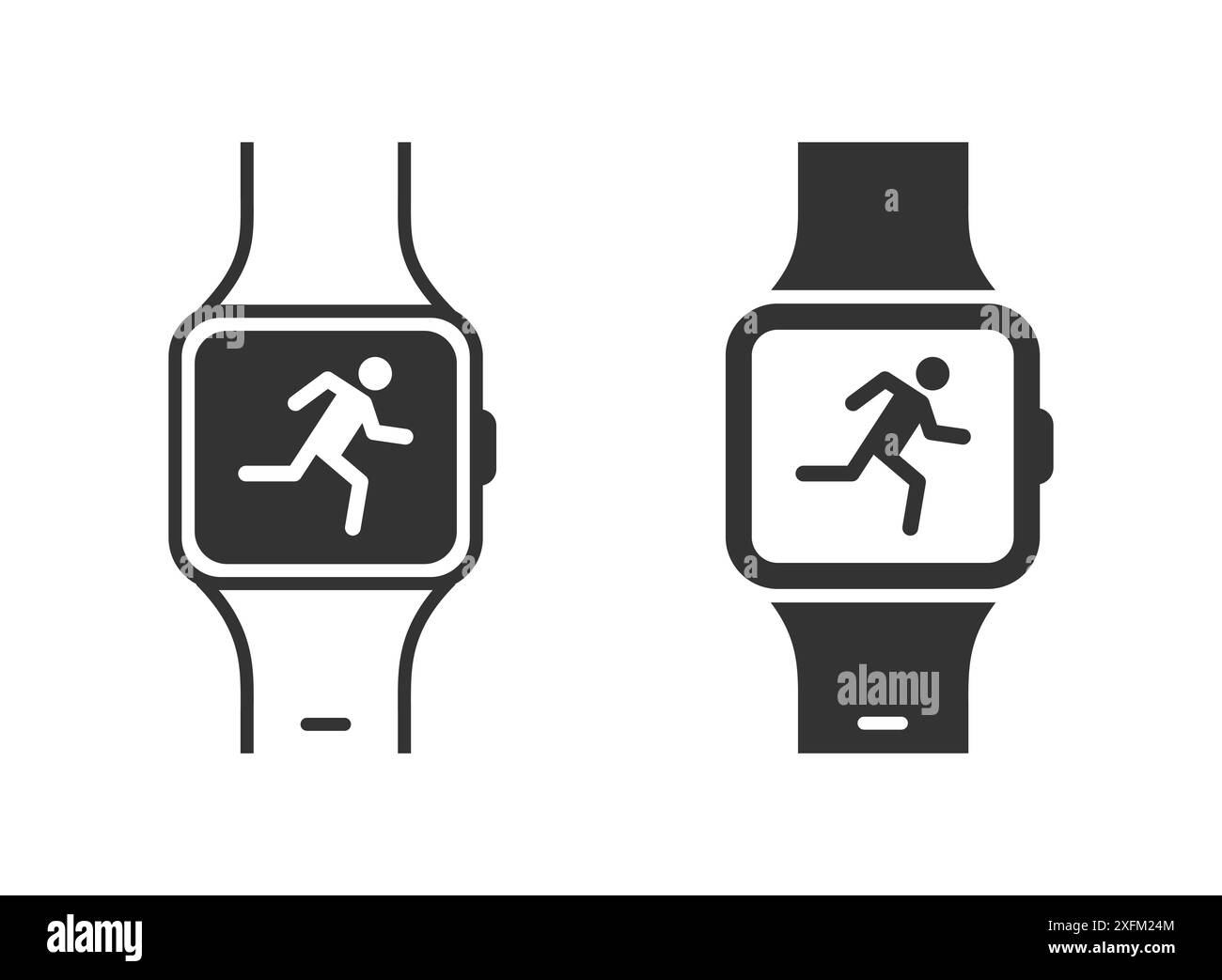 Smartwatch indossabile per il fitness. Icona uomo che corre. Illustrazione vettoriale piatta Illustrazione Vettoriale