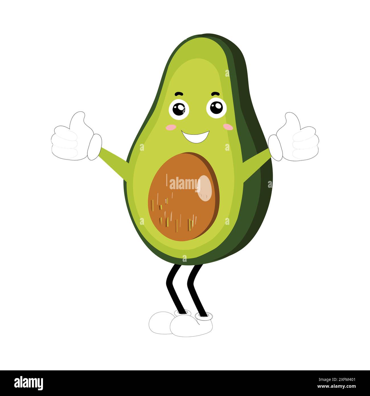 Avocado dei cartoni animati personaggi mascotte, illustrazione a forma di fumetto disegnata a mano, icona disegnata a forma di fumetto avocado Illustrazione Vettoriale