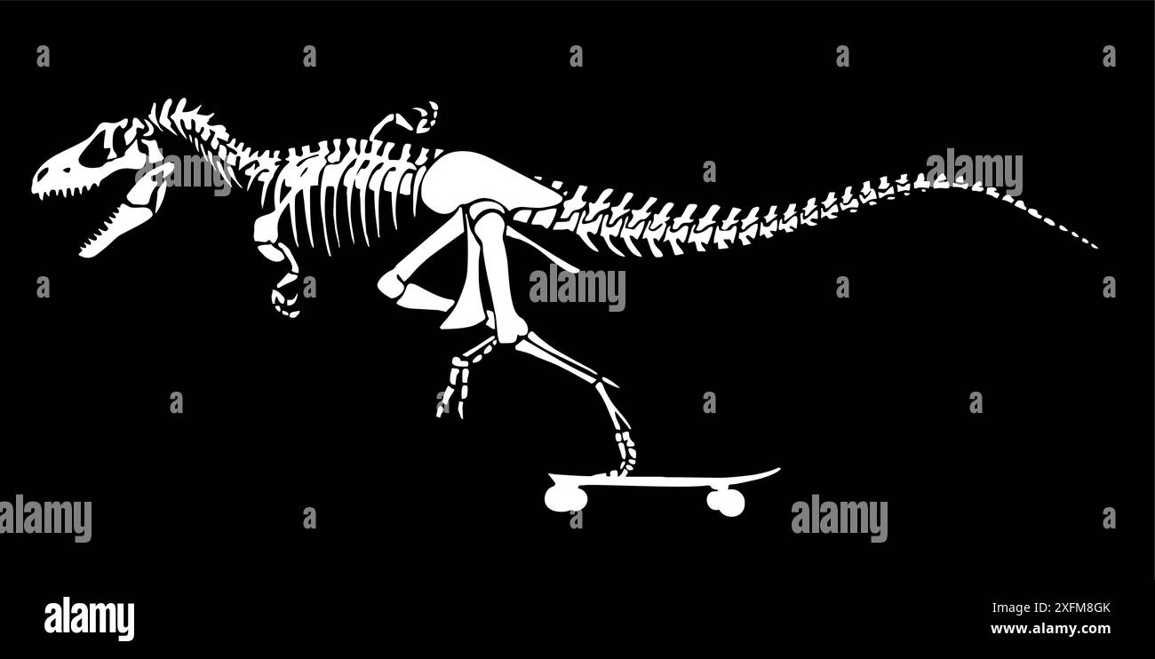 Illustrazione vettoriale fossile di dinosauro skater. Illustrazione Vettoriale