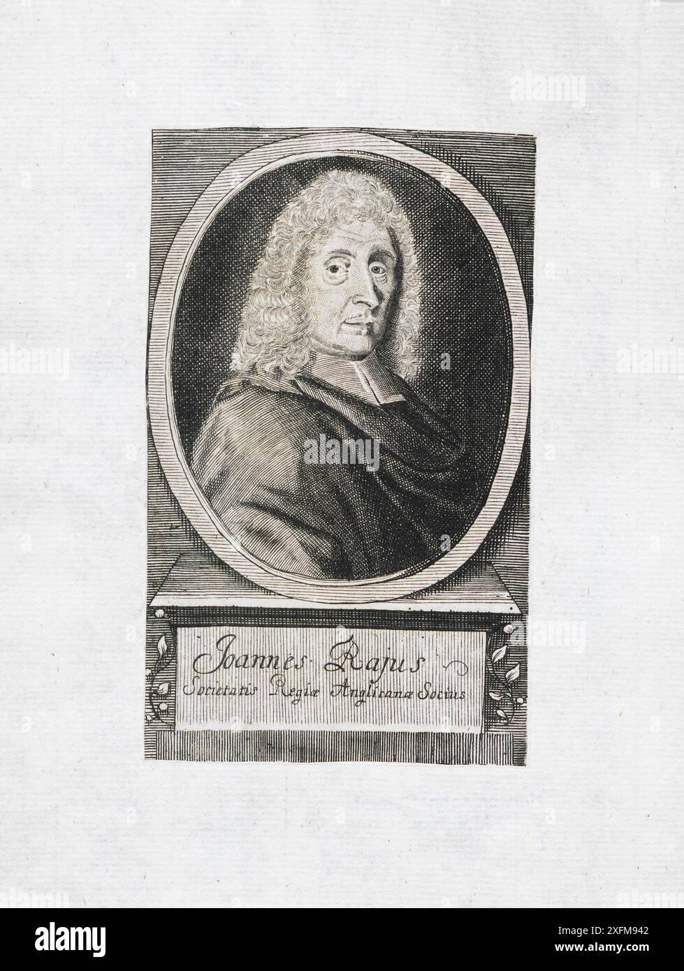 Ritratto di John Ray. John Ray FRS (1627–1705) è stato un naturalista cristiano inglese ampiamente considerato come uno dei primi parsimonisti inglesi. Pubblicò importanti opere sulla botanica, la zoologia e la teologia naturale. La sua classificazione delle piante nella sua Historia Plantarum, fu un passo importante verso la tassonomia moderna. Foto Stock Ritratto di John Ray. John Ray FRS (1627–1705) è stato un naturalista cristiano inglese ampiamente considerato come uno dei primi parsimonisti inglesi. Pubblicò importanti opere sulla botanica, la zoologia e la teologia naturale. La sua classificazione delle piante nella sua Historia Plantarum, fu un passo importante verso la tassonomia moderna. Foto Stock