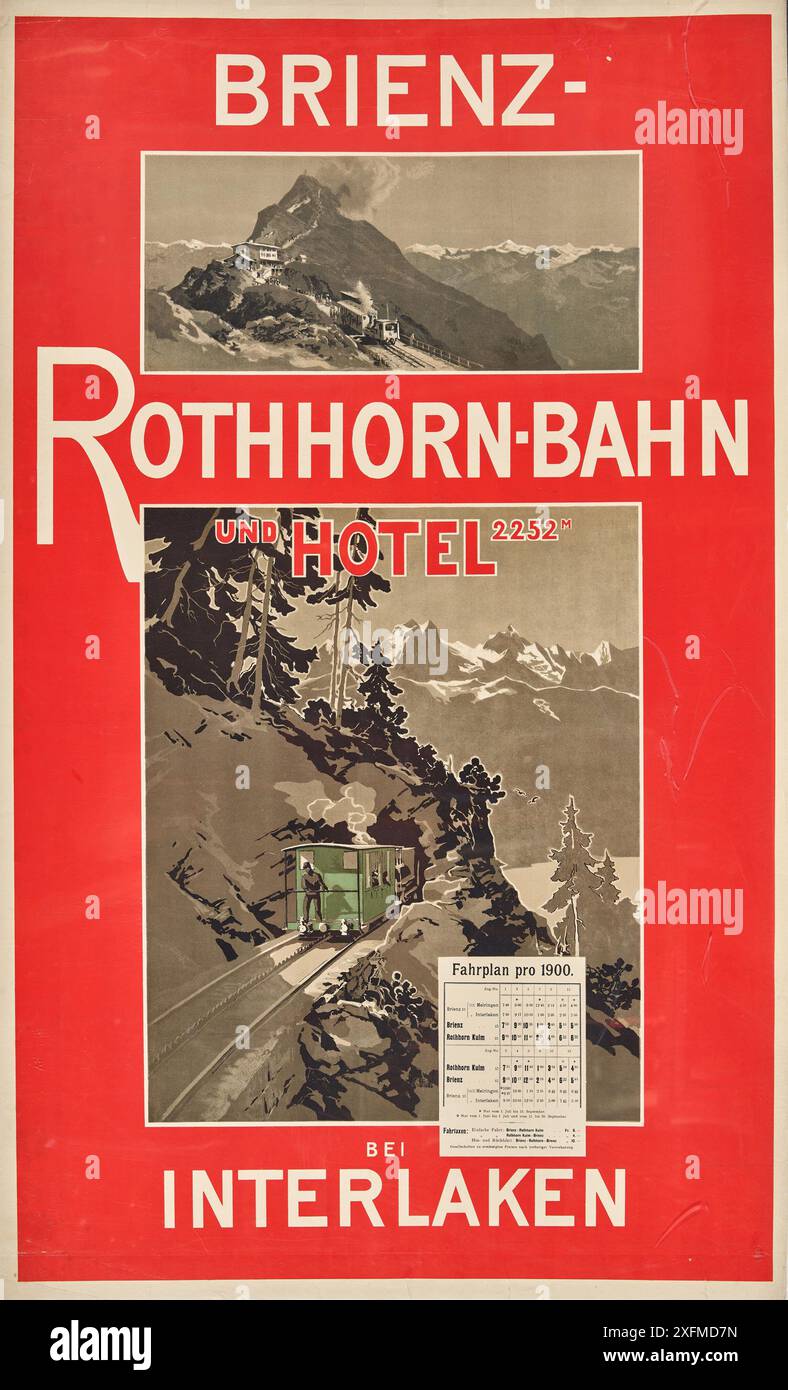 Ferrovia di Brienz Rothorn e Hotel 2252 m a Interlaken. Museo: COLLEZIONE PRIVATA. Autore: ANONIMO. Foto Stock