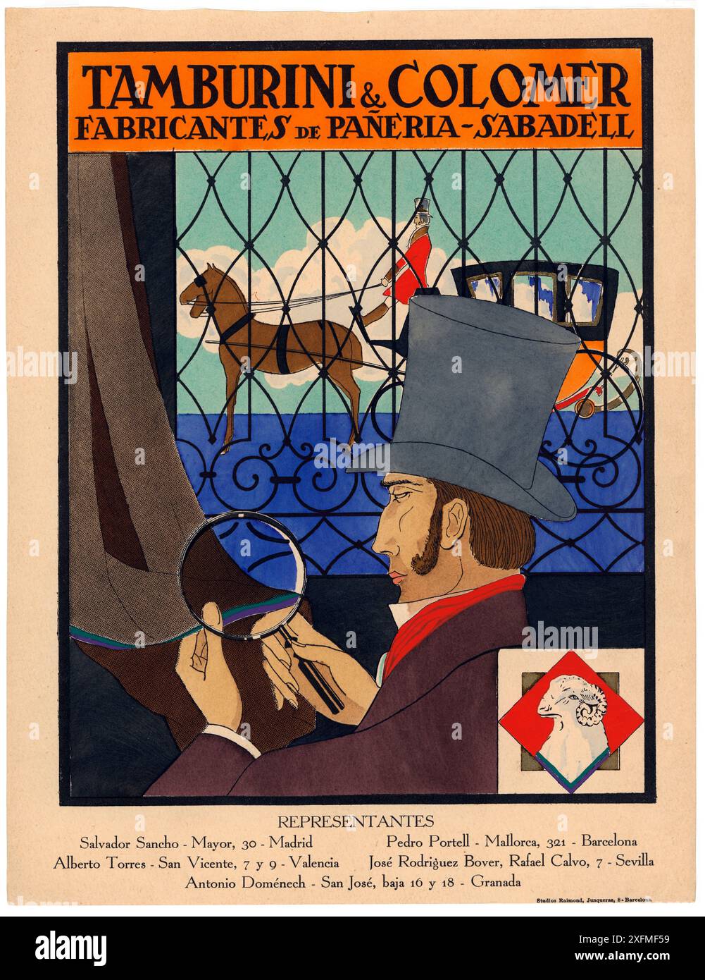 Publicidad. Sabadell. Tamburini e Colomer, fabricantes de pañería. Años 1920/1930. Foto Stock