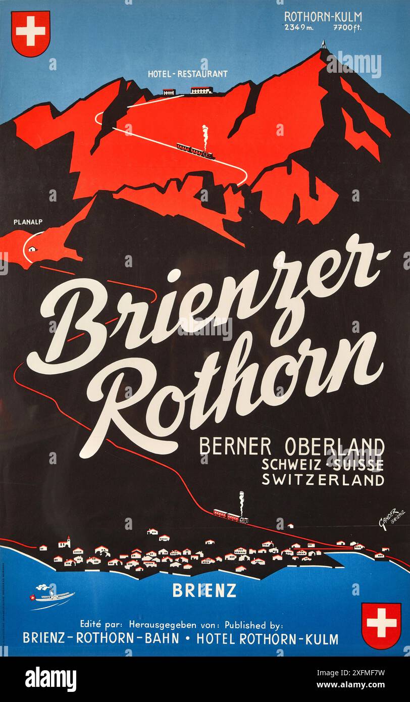 Ferrovia di Brienz Rothorn. Oberland Bernese. Museo: COLLEZIONE PRIVATA. Autore: Adolf Gander. Foto Stock