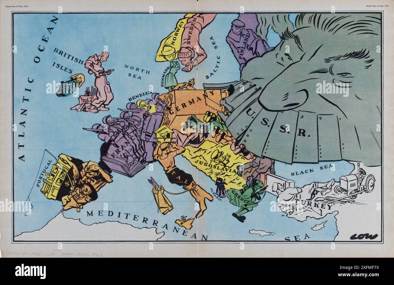 Caricatura dell'Europa del dopoguerra. Museo: COLLEZIONE PRIVATA. Autore: Sir David Low. Foto Stock