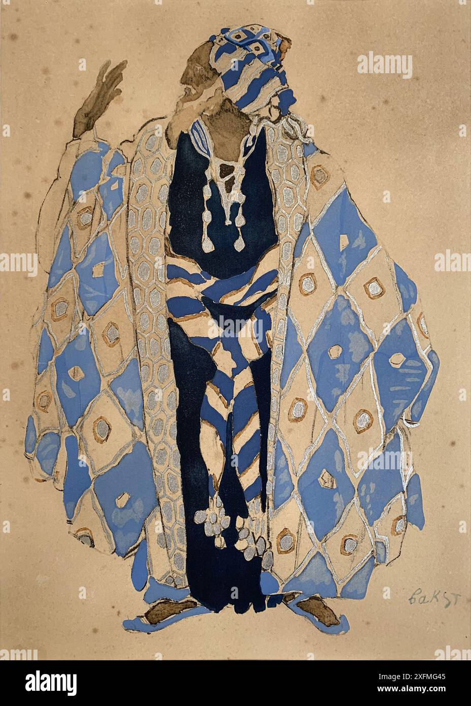 Costume per la commedia "il Martirio di San Sebastiano" di Gabriele D'Annuzio. Museo: Bibliothèque-Musée de l'Opera Garnier, Parigi. Autore: Leon Bakst. Foto Stock