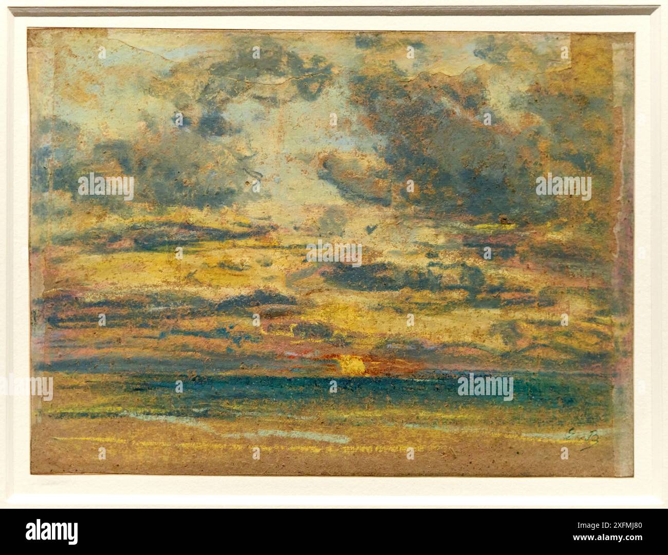 Eugène Boudin (1824-1898), Étude de ciel au soleil couchant, Vers 1862-1870, Mostra al museo, Parigi 1874 inventare l'impressionismo, Musée d'Orsay, Parigi, Francia. Foto Stock