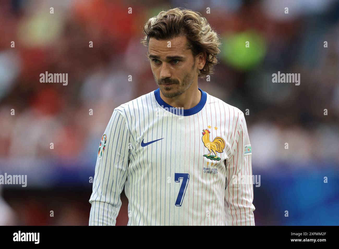 Dusseldorf, Germania, 1 luglio 2024. Antoine Griezmann di Francia reagisce durante la partita dei Campionati europei UEFA di Dusseldorf Arena, Dusseldorf. Il credito immagine dovrebbe essere: Jonathan Moscrop / Sportimage Foto Stock