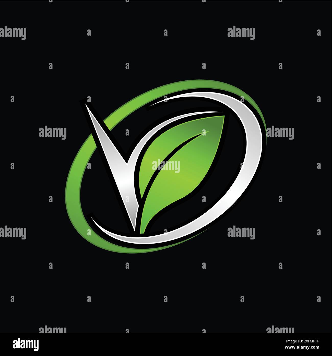 Check leaf logo vegetariano qualità ecologia vegan verde eco elemento simbolo organico Illustrazione Vettoriale