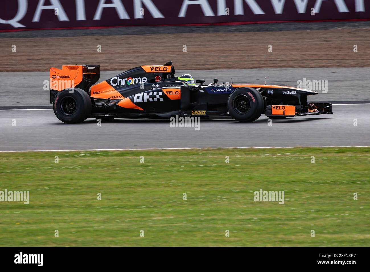 McLaren MP4-28 durante la Formula 1 Qatar Airways British Grand Prix 2024, dodicesima prova del Campionato del mondo di Formula 1 2024 dal 5 al 7 luglio 2024 sul circuito di Silverstone, a Silverstone, Regno Unito Foto Stock