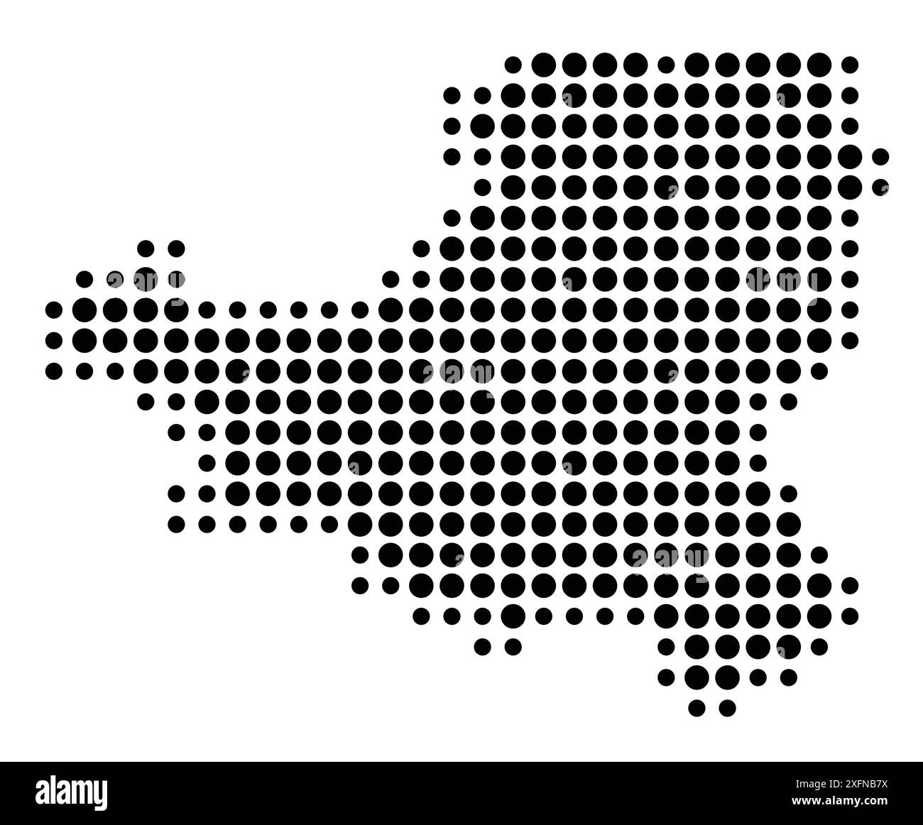 Mappa dei simboli del Kanton Schwyz (Svizzera) che mostra lo stato/provincia con un motivo di cerchi neri Illustrazione Vettoriale