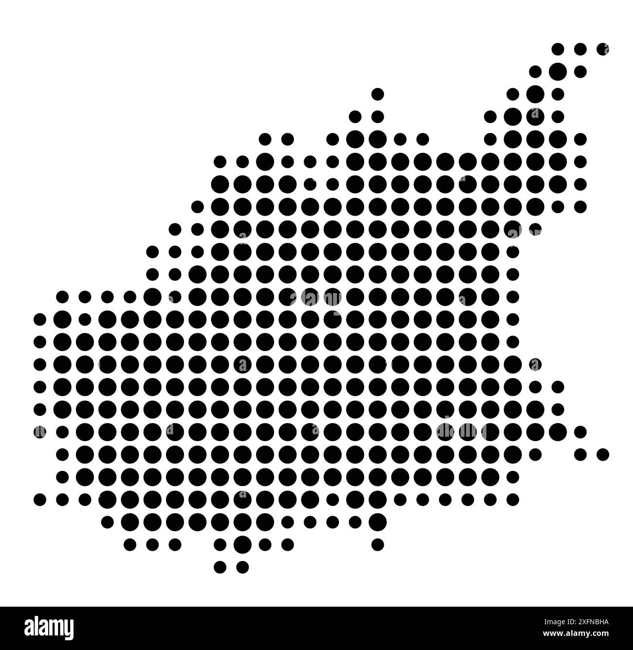 Mappa simbolo del Département Alpes-de-Haute-Provence (Francia) che mostra lo stato/provincia con un motivo di cerchi neri Illustrazione Vettoriale